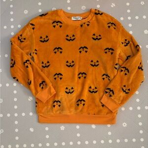 Wound Up Jack O Lantern L Fleece Sweatshirt Top Orange Halloween Soft Plushe